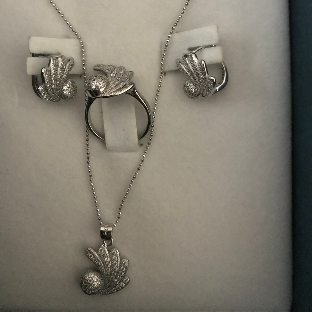 925 New sterling Silver ring pendant earring